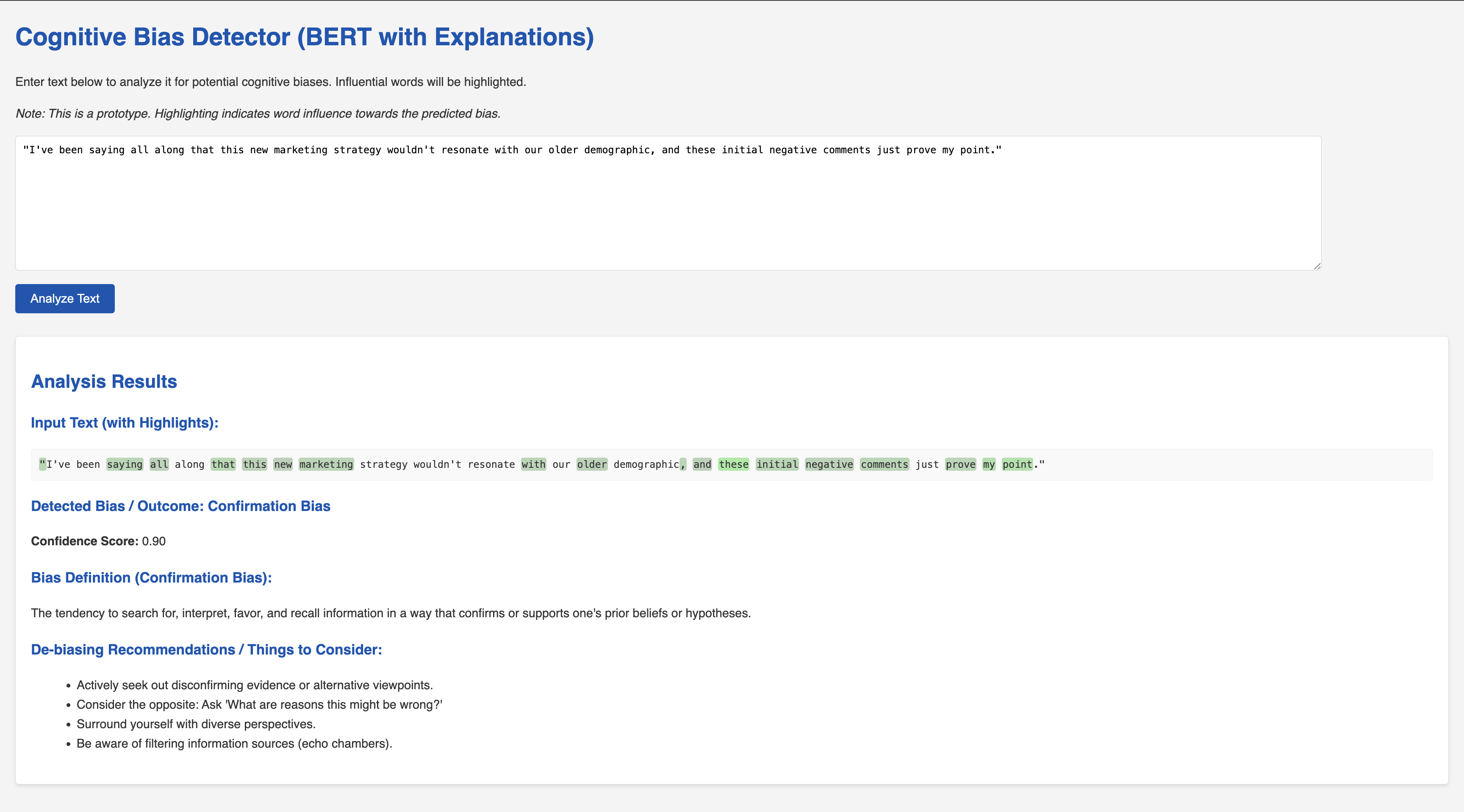 Highlighted Text Example from Cole Feuer's (CDFire) Bias Detector